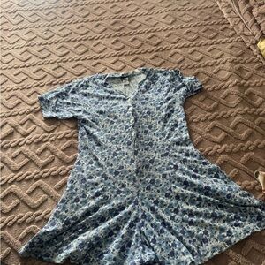 Vintage blue floral Button-Down romper- fairy core, garden, summer, cottagecore